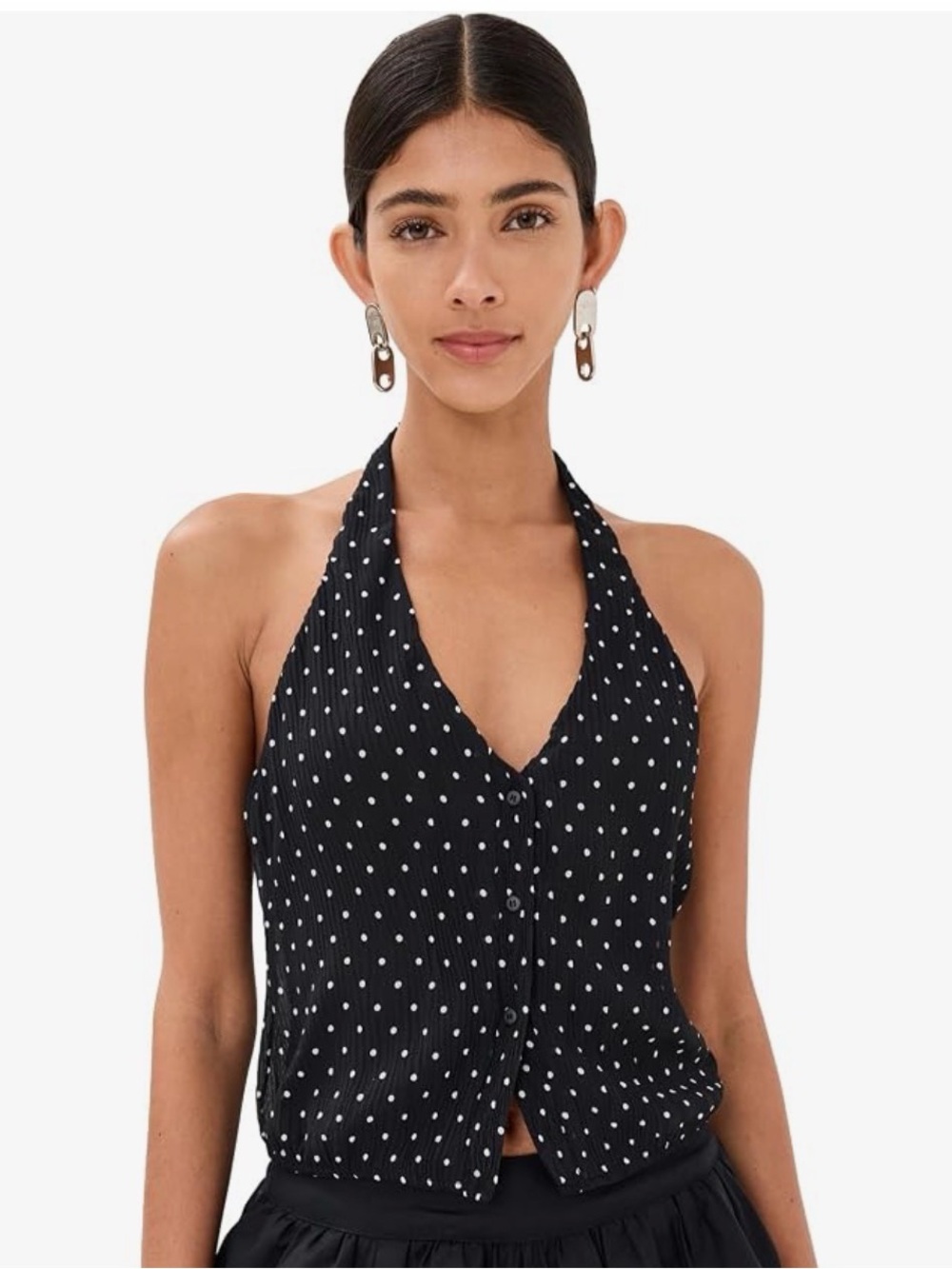Lioness Black Polka Dot Halter Tank Top